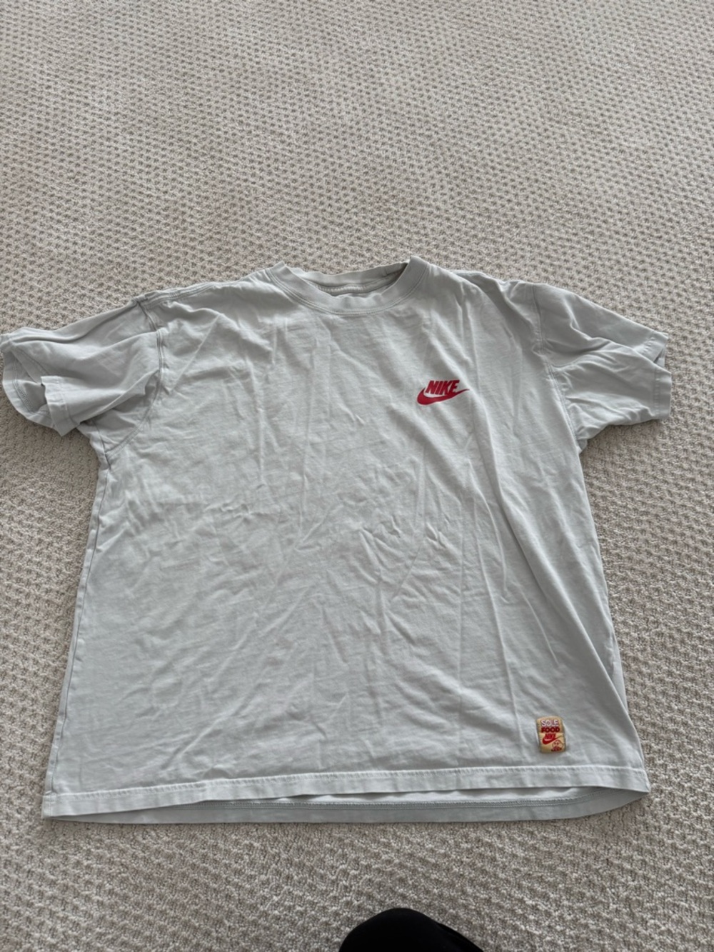 Nike White Tee with Red Swoosh Chest Logo